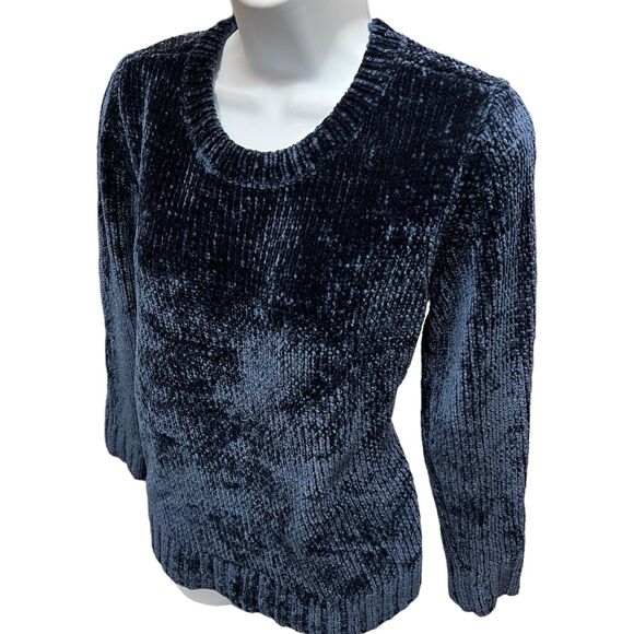 Orvis Navy Chenille Sweater Womens Small Soft Knit Cozy Winter - Picture 13 of 14